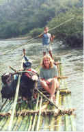 Enjoying the bamboo rafting